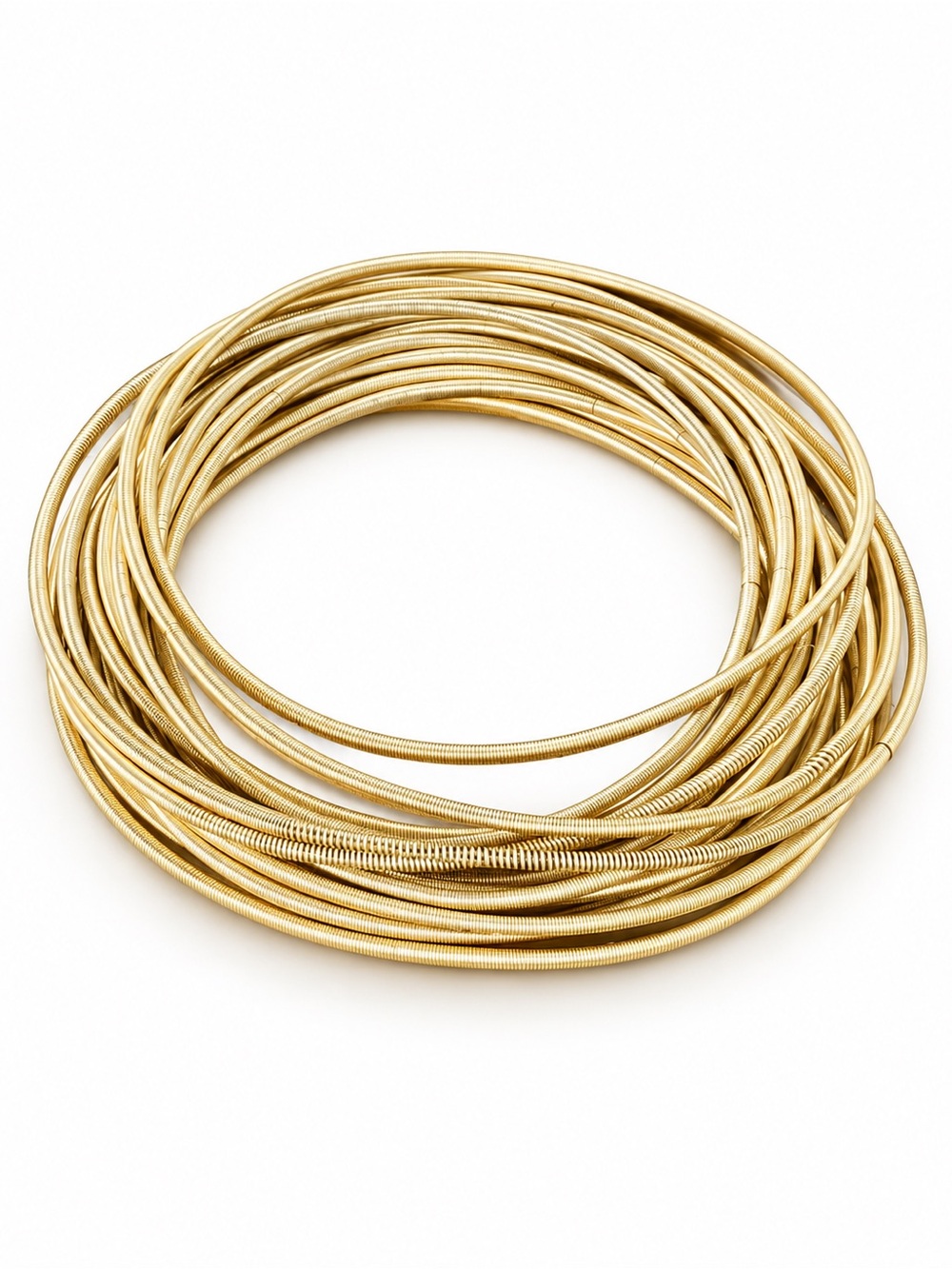 Zara Gold Tone Flexible Coil Bangle Bracelet Set